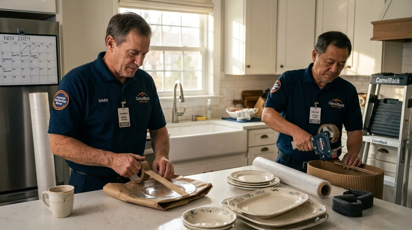 Professional crew packing kitchen dishware in Jackson, NJ